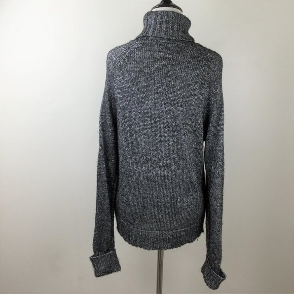 by Anthropologie Metallic Grey Turtleneck Sweater s - Picture 7 of 11